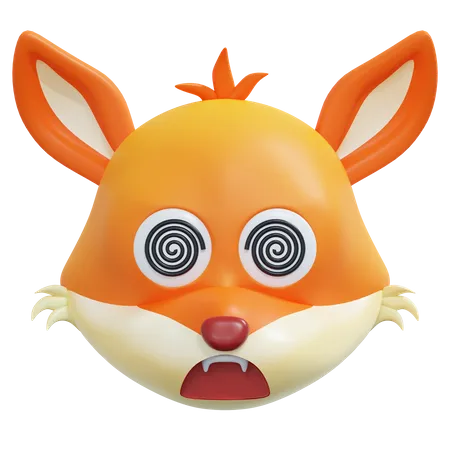 Emoticon de raposa com rosto hipnotizado  3D Icon