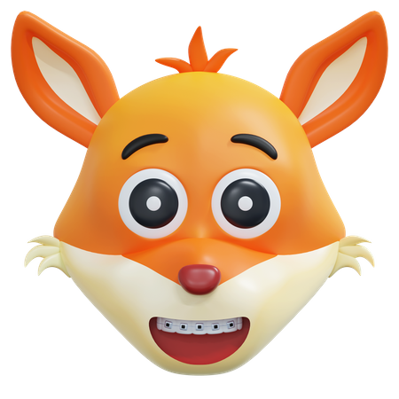 Emoticon de raposa com aparelho de dente sorridente  3D Icon