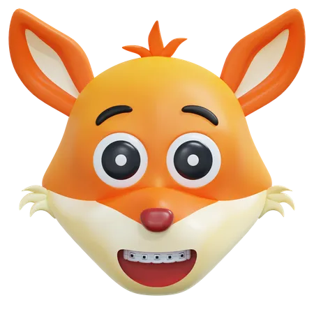 Emoticon de raposa com aparelho de dente sorridente  3D Icon