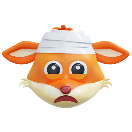Emoticono de zorro con vendaje en la cabeza  3D Icon
