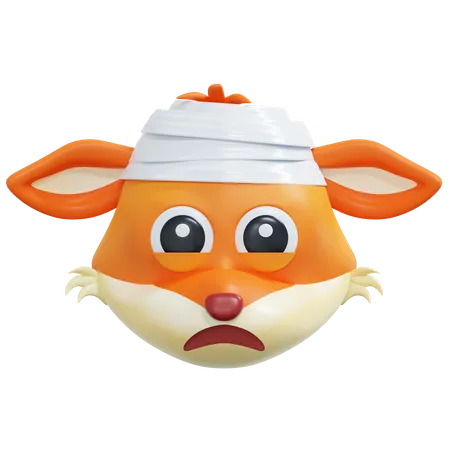 Emoticono de zorro con vendaje en la cabeza  3D Icon