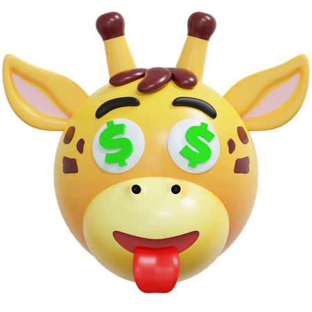 Emoticon de girafa com cara de dinheiro  3D Icon