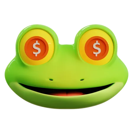 Dólar em emoticon fofo de olhos de sapo  3D Icon