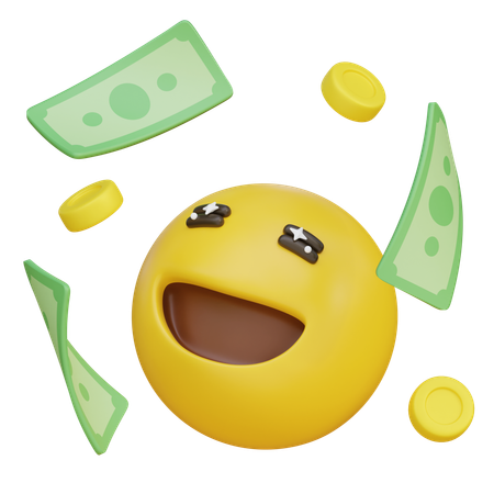 Emoticon Excited To See Money Falling From The Sky  3D Icon