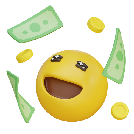 Emoticon Excited To See Money Falling From The Sky  3D Icon