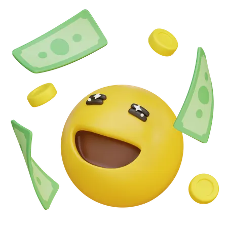 Emoticon Excited To See Money Falling From The Sky  3D Icon