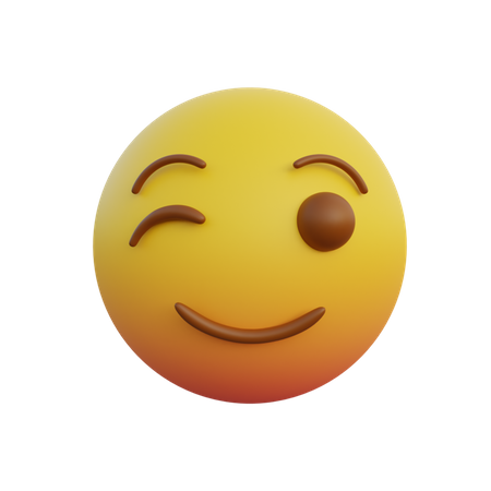 Emoticono expresión sonriente mientras parpadea coqueto  3D Emoji
