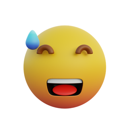 Emoticon expresión sonriente pero sudando.  3D Emoji