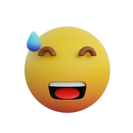 Emoticon expresión sonriente pero sudando.  3D Emoji