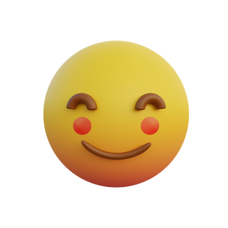 Emoticon expresión tímida sonrisa sonrojándose las mejillas rojas  3D Icon