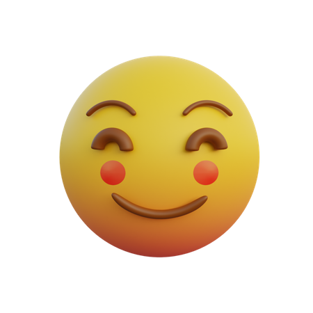 Emoticon expressão sorridente muito tímida e bochechas vermelhas  3D Emoji