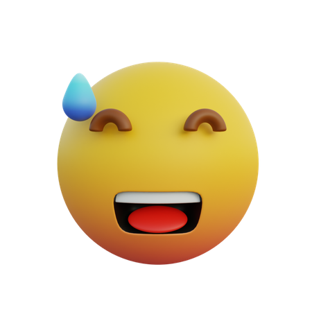 Expressão sorridente de emoticon, mas suando  3D Emoji