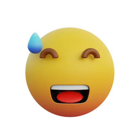 Expressão sorridente de emoticon, mas suando  3D Emoji