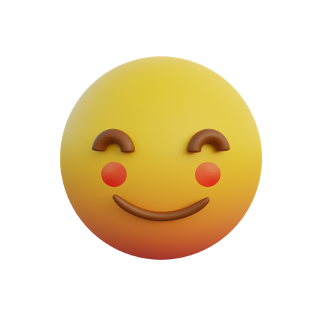 Emoticon expression shy smile blushing red cheeks  3D Emoji