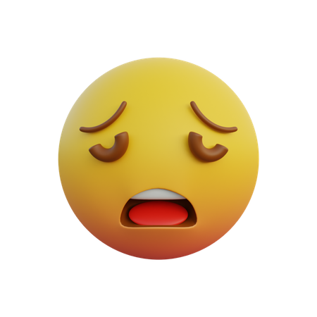 Emoticon expression weary face  3D Illustration