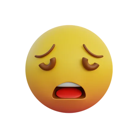 Emoticon expression weary face 3D Illustration