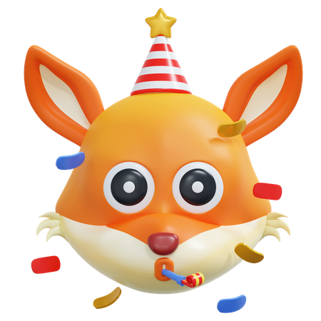 Emoticon de raposa de festa  3D Icon