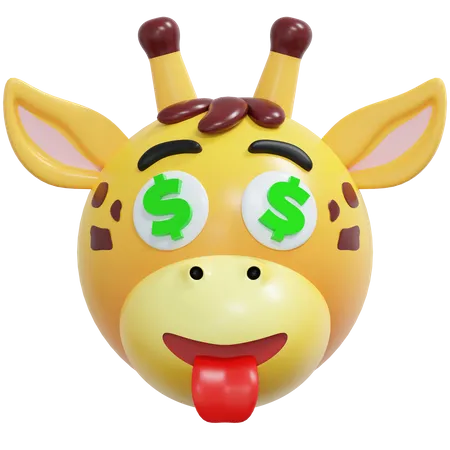 Emoticono de jirafa con cara de dinero  3D Icon