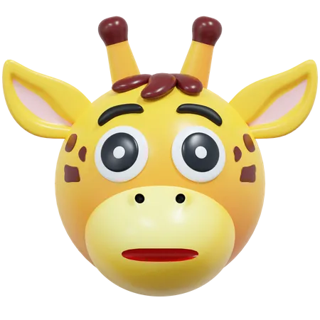 Emoticon de jirafa de cara plana  3D Icon