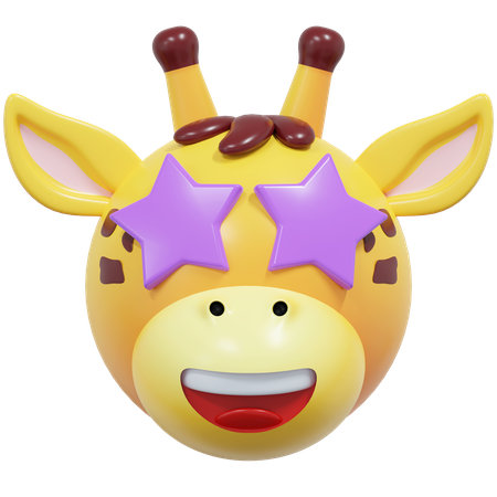 Emoticon de jirafa de ojos de estrella  3D Icon