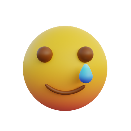 Emoticon little smiley expression and tears  3D Emoji