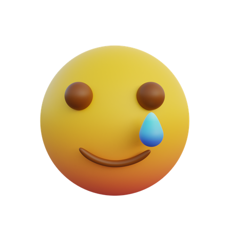 Emoticon little smiley expression and tears 3D Illustration