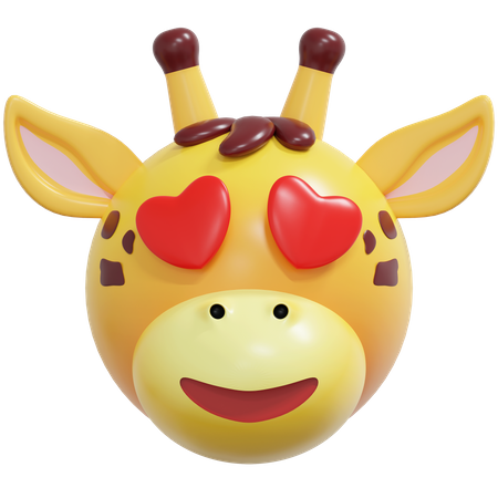 Emoticon de girafa de olhos de coração  3D Icon