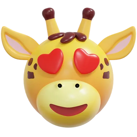 Emoticon de girafa de olhos de coração  3D Icon
