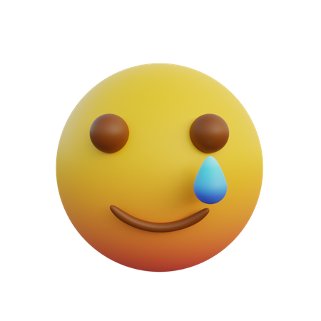 Emoticon pequeña expresión sonriente y lágrimas.  3D Emoji
