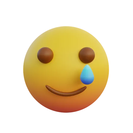 Emoticon pequeña expresión sonriente y lágrimas.  3D Emoji