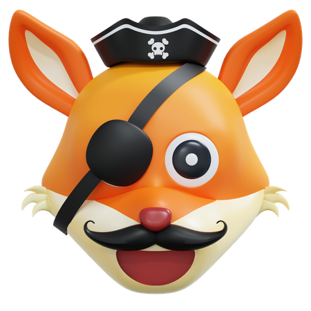 Emoticon pirata capitão raposa  3D Icon