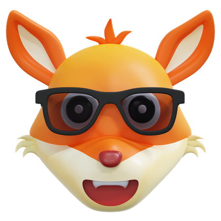 Raposa usando emoticon legal de óculos pretos  3D Icon