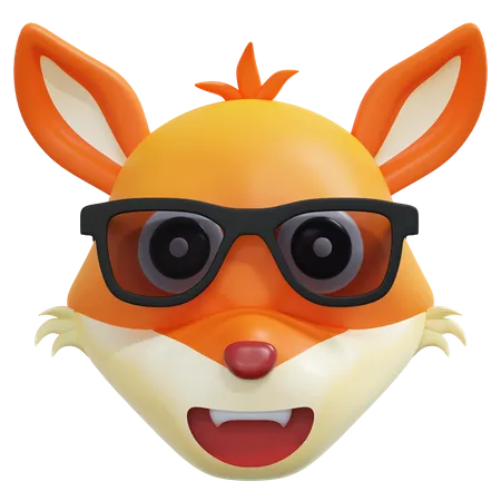 Raposa usando emoticon legal de óculos pretos  3D Icon