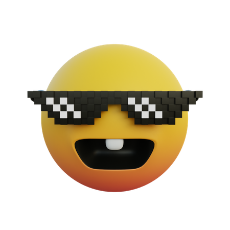 Emoticono riendo con gafas como un jefe y dientes de conejo.  3D Emoji