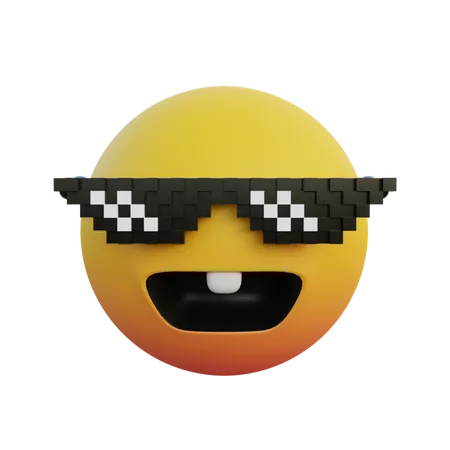 Emoticono riendo con gafas como un jefe y dientes de conejo.  3D Emoji