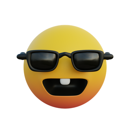 Emoticono riendo con gafas de sol y dientes de conejo.  3D Emoji