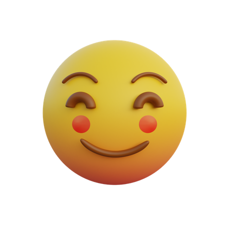 Emoticon smiling expression very shy and blushing red cheeks  3D Emoji