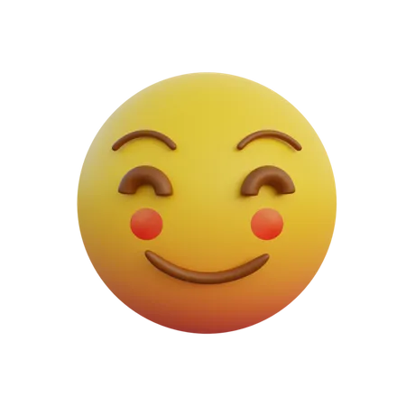 Emoticon smiling expression very shy and blushing red cheeks  3D Emoji