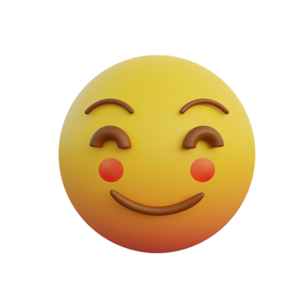 Emoticon smiling expression very shy and blushing red cheeks 3D Illustration