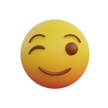 Emoticon smiling expression while blinking flirtatious  3D Emoji