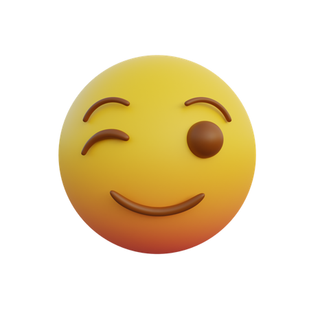 Emoticon smiling expression while blinking flirtatious 3D Illustration