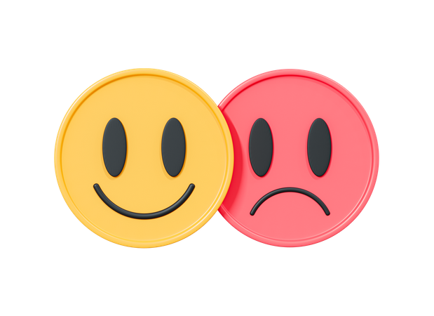 Sonrisa y emoticon triste  3D Icon