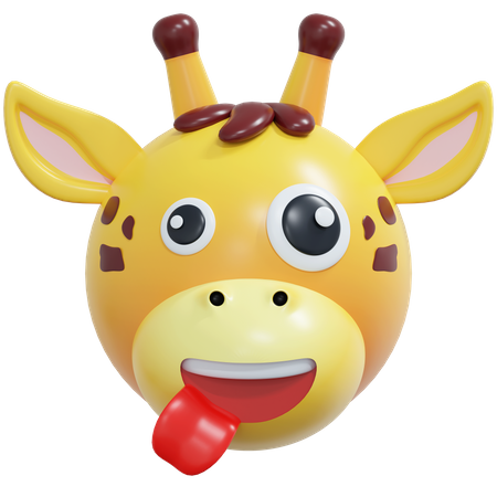 Emoticon de girafa com sorriso maluco  3D Icon