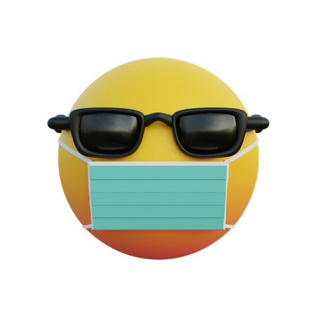 Emoticon usando máscara e óculos de sol  3D Icon