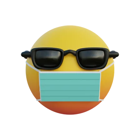 Emoticon usando máscara e óculos de sol  3D Emoji