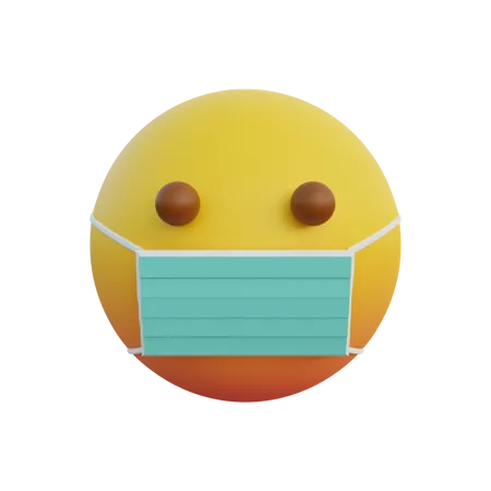 Emoticon wearing a mask  3D Emoji