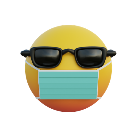 Emoticon wearing a mask and sunglasses  3D Icon
