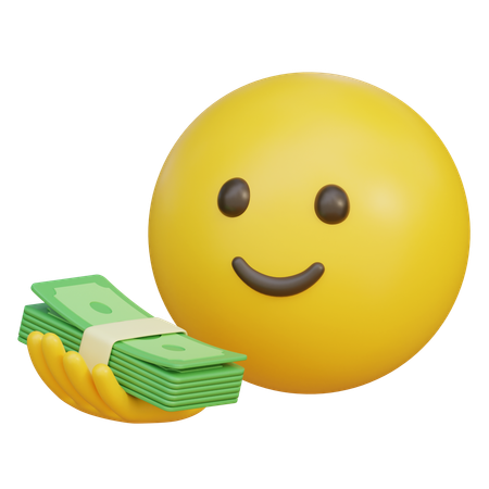 Emoticon With A Currency On His Hand Palm  3D Icon