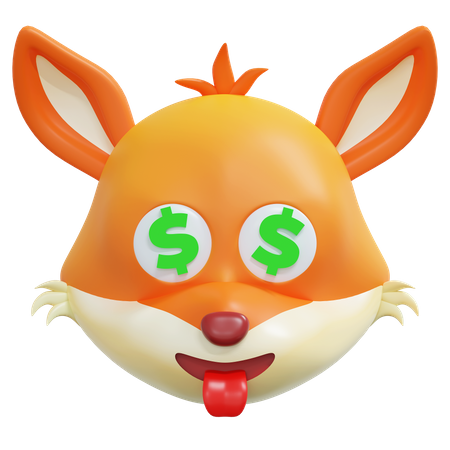 Emoticon de zorro cara de dinero  3D Icon