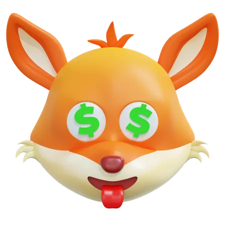 Emoticon de zorro cara de dinero  3D Icon